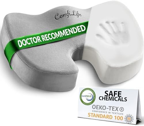 Gray orthopedic memory foam coccyx cushion