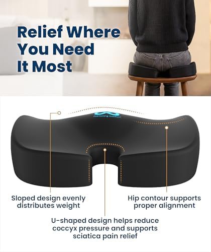 Large black memory foam seat cushion — photo 3