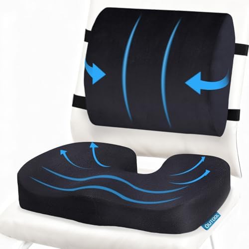 Memory foam office chair seat and back support