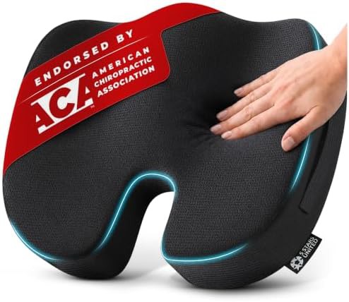 Black memory foam tailbone support cushion