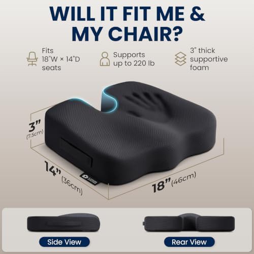 Black memory foam tailbone support cushion — photo 5