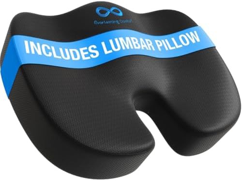Black airflow lumbar memory foam cushion