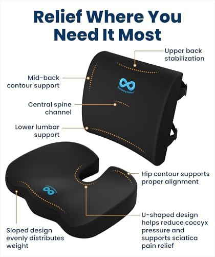 Black airflow lumbar memory foam cushion — photo 3