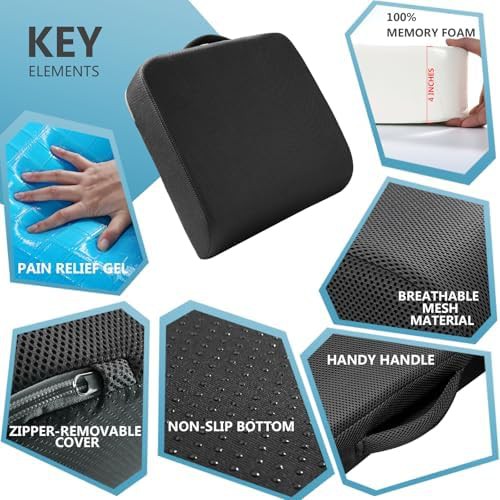 Black gel memory foam thick cushion — photo 4