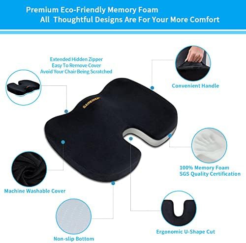 Black memory foam tailbone relief pillow — photo 3