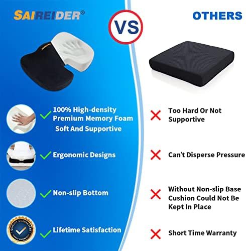 Black memory foam tailbone relief pillow — photo 4