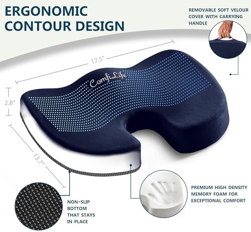 Navy blue memory foam seat cushion — photo 3