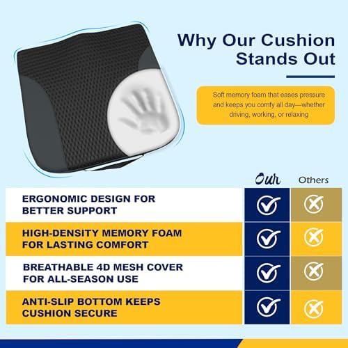 Memory foam car seat booster cushion — photo 3