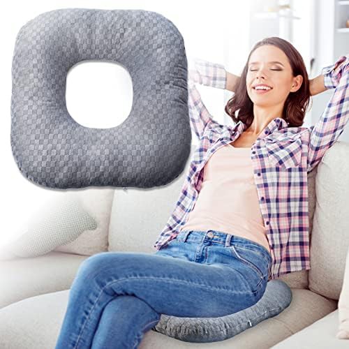 Grey donut pillow for tailbone relief