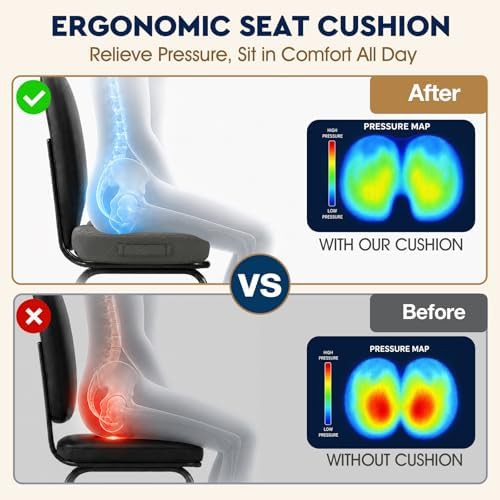 Large grey memory foam office chair cushion — photo 3