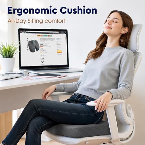 Large grey memory foam office chair cushion — photo 4