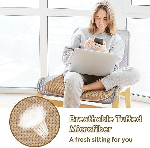 Thin beige non-slip kitchen chair pad — photo 3