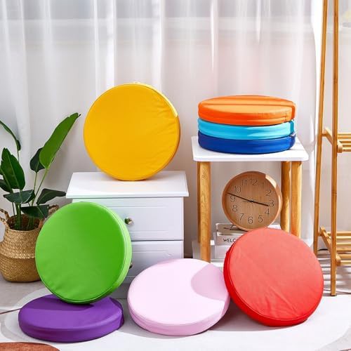 Eight piece colorful leather floor cushions — photo 3