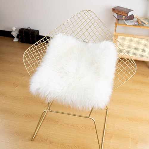 Ivory white genuine sheepskin chair cushion — photo 5