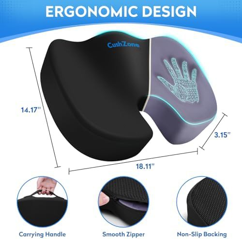 Black mesh memory foam chair pad — photo 4