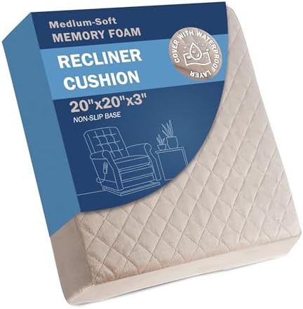 Beige velvet seat cushion for recliner chairs
