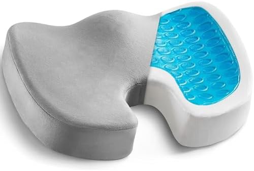 Grey gel orthopedic seat pillow
