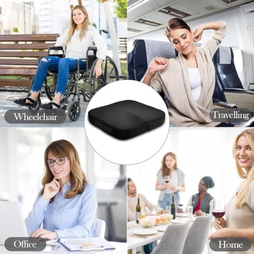 Black leather memory foam seat pad — photo 3
