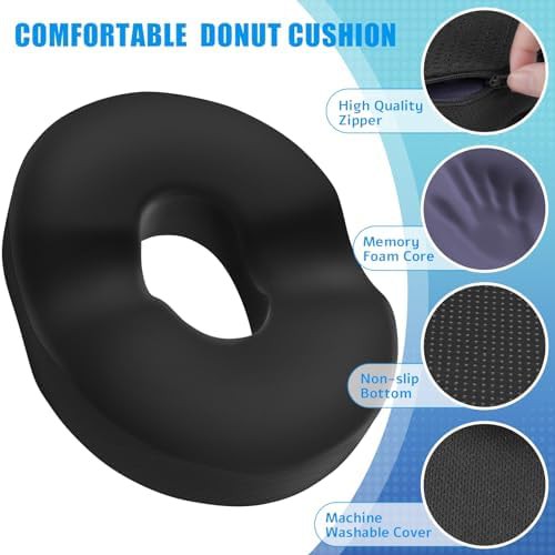 Black donut pillow memory foam cushion — photo 3
