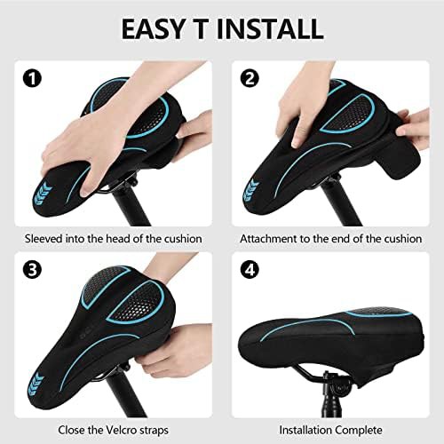 Blue gel bike seat cover with velcro — photo 4