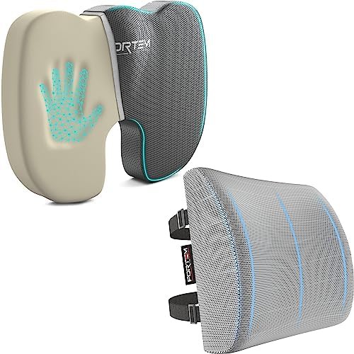 Gray mesh seat and lumbar pillow
