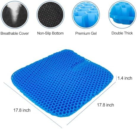 Large blue gel seat cushion with mesh cover — photo 3
