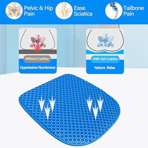Large blue gel seat cushion with mesh cover — photo 5