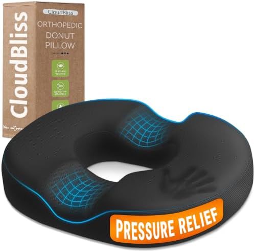 Black donut pillow for tailbone relief