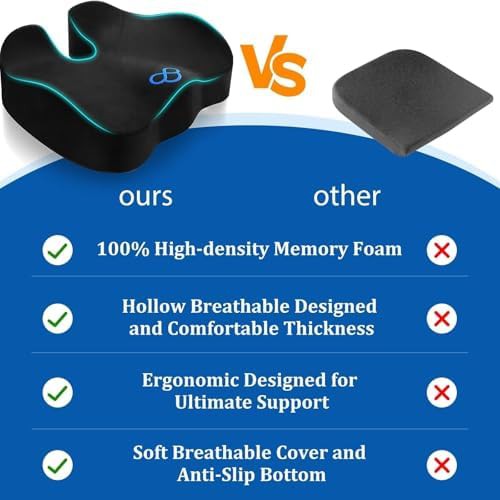 Black memory foam office chair tailbone cushion — photo 4