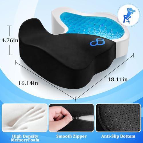 Black memory foam office chair tailbone cushion — photo 5