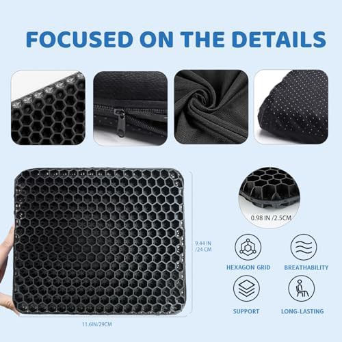 Mini black gel desk chair pad — photo 5