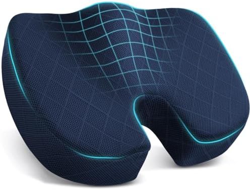 Large blue tailbone support memory foam cushion