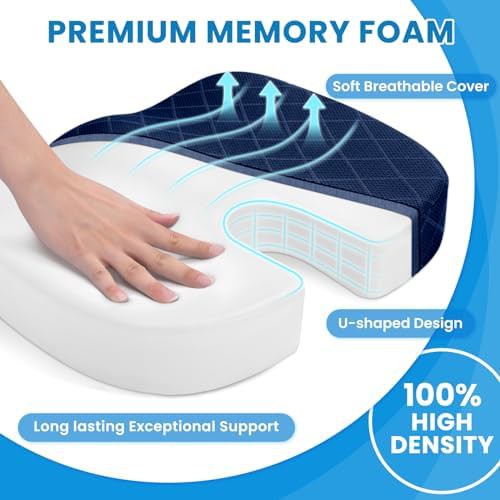 Large blue tailbone support memory foam cushion — photo 3