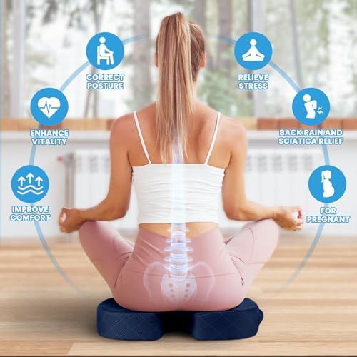 Large blue tailbone support memory foam cushion — photo 4