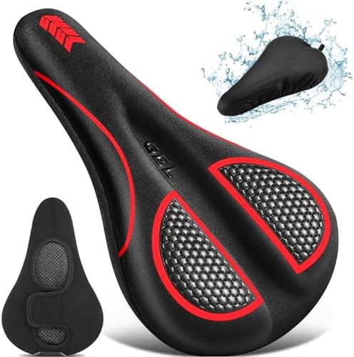 Red gel bike seat cover with velcro