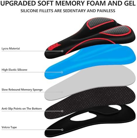 Red gel bike seat cover with velcro — photo 4