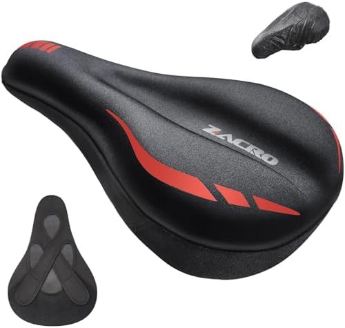 Narrow red gel bicycle seat cushion