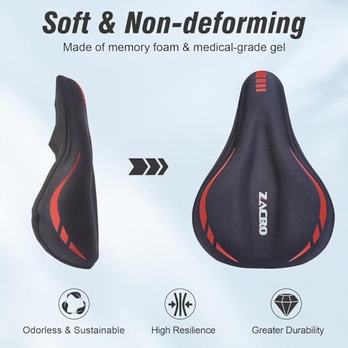 Narrow red gel bicycle seat cushion — photo 4