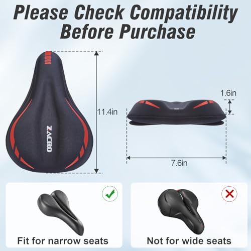 Narrow red gel bicycle seat cushion — photo 5