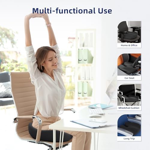 Large black memory foam office chair cushion — photo 2
