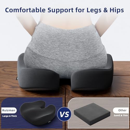 Large black memory foam office chair cushion — photo 3