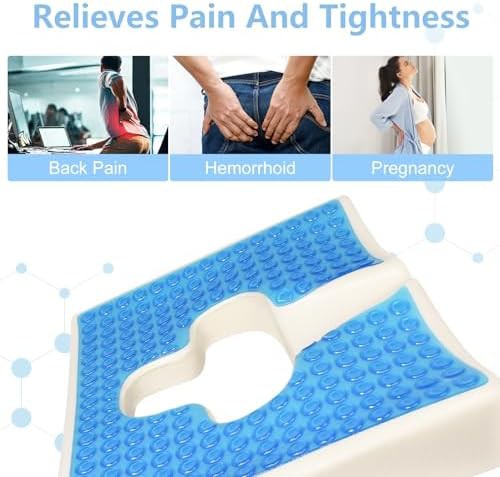 Blue memory foam tailbone relief cushion — photo 3
