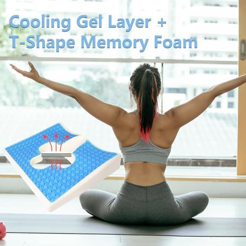 Blue memory foam tailbone relief cushion — photo 4