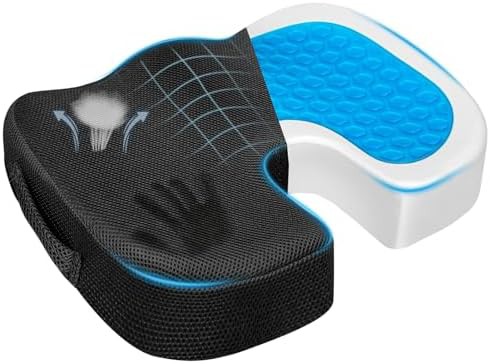 Black gel memory foam tailbone cushion