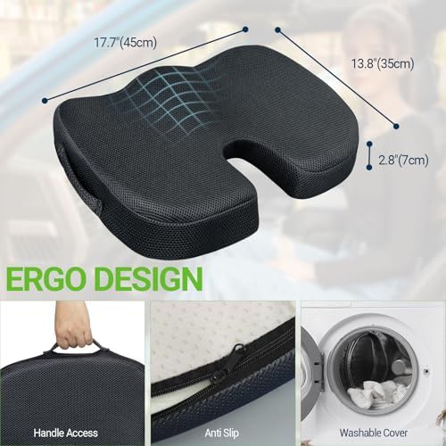 Black gel memory foam tailbone cushion — photo 4