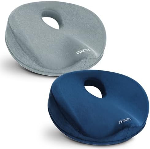 Blue and grey donut pressure relief cushion