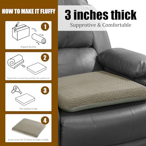 Coffee tufted furry recliner seat cushion — photo 4