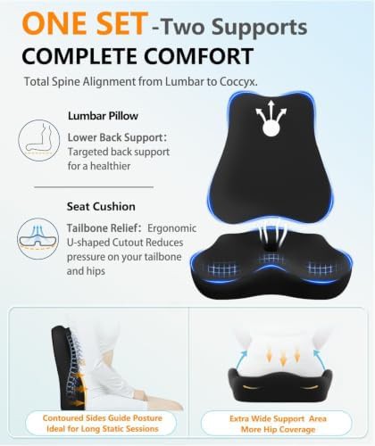 Ergonomic lumbar support and seat cushion set — photo 3