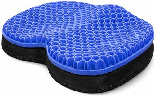 Contoured honeycomb blue gel seat cushion