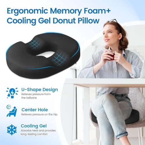 Black donut pillow with cooling gel — photo 3